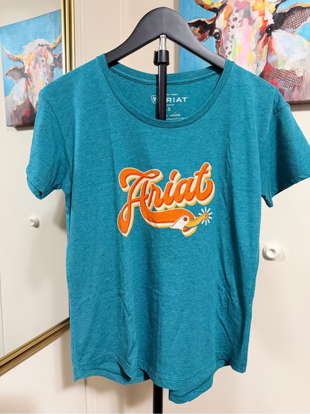 Ariat Women’s Small Teal Logo Graphic T-Shirt Western Cowgirl Tee